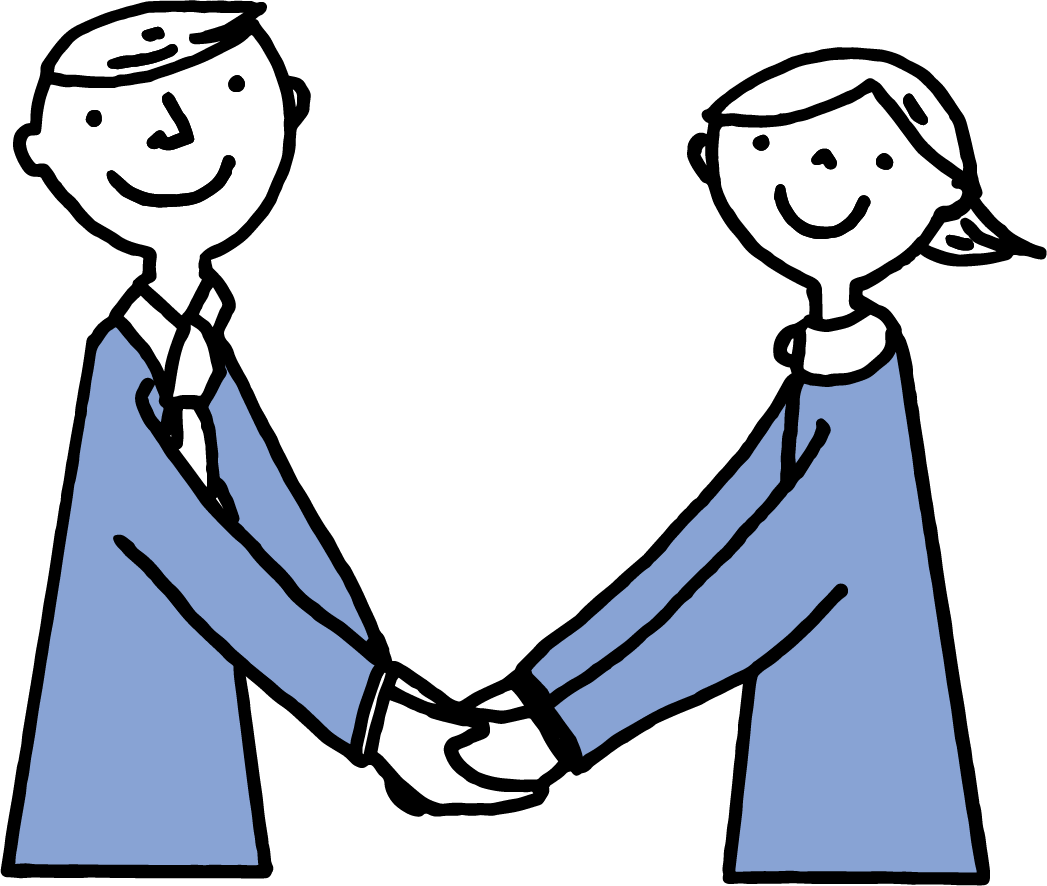 寄り添いを表すアイコン（手を取り合うイラスト）